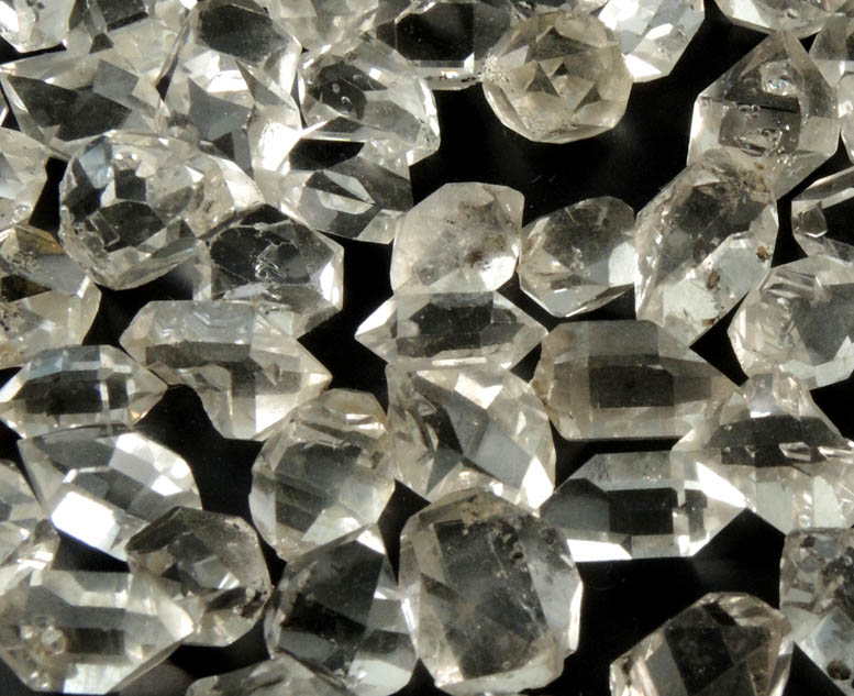 Quartz var. Herkimer Diamonds (collection of 109 crystals, 7-10 mm) from Hickory Hill Diamond Diggings, Fonda, Montgomery County, New York