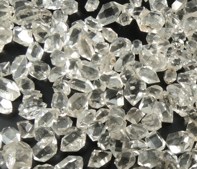 Quartz var. Herkimer Diamonds (collection of 430 crystals, 3-8 mm) from Hickory Hill Diamond Diggings, Fonda, Montgomery County, New York