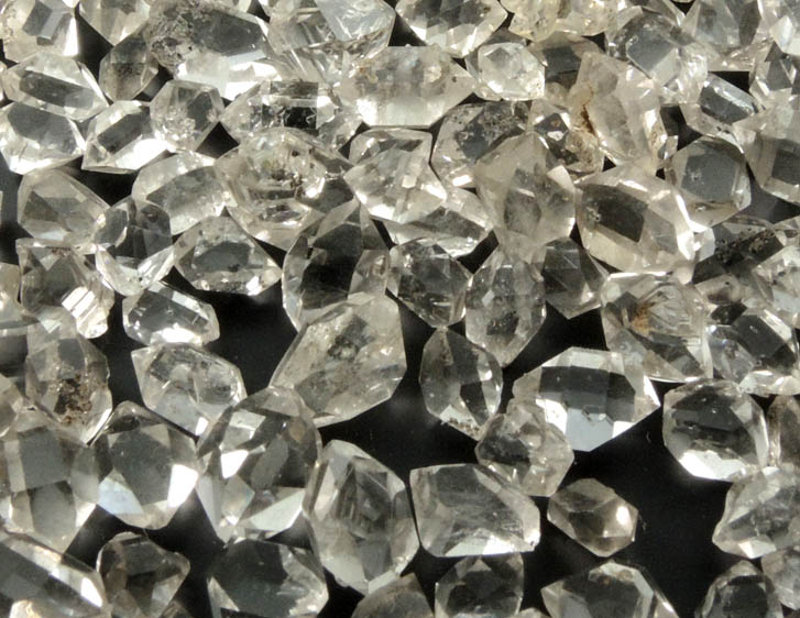 Quartz var. Herkimer Diamonds (collection of 390 crystals, 3-8 mm) from Hickory Hill Diamond Diggings, Fonda, Montgomery County, New York