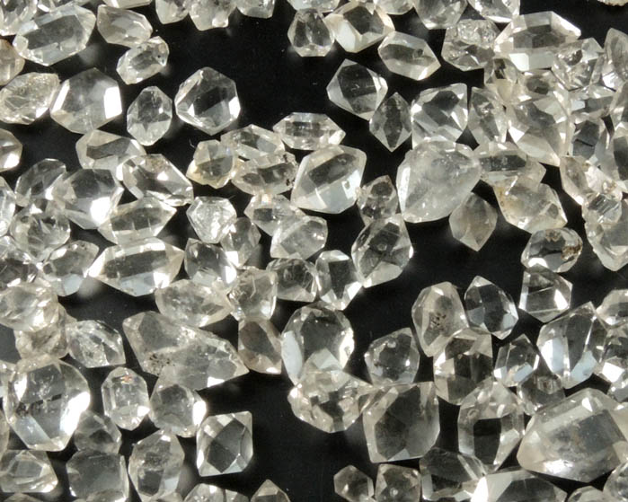 Quartz var. Herkimer Diamonds (collection of 480 crystals, 3-7 mm) from Hickory Hill Diamond Diggings, Fonda, Montgomery County, New York