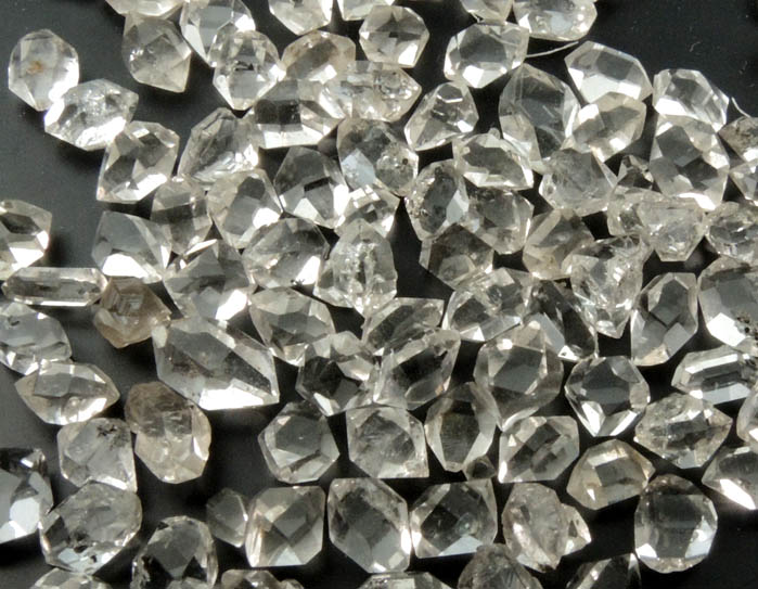 Quartz var. Herkimer Diamonds (collection of 220 crystals, 2-5 mm) from Hickory Hill Diamond Diggings, Fonda, Montgomery County, New York