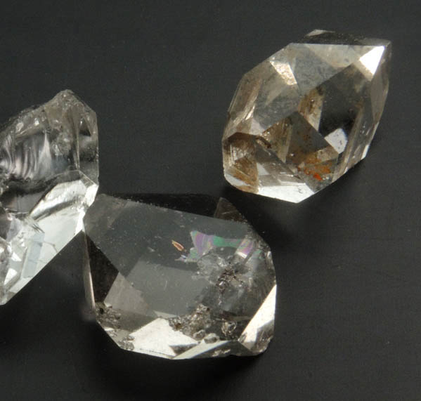 Quartz var. Herkimer Diamonds (collection of 5 crystals, 10-11 mm) from Hickory Hill Diamond Diggings, Fonda, Montgomery County, New York