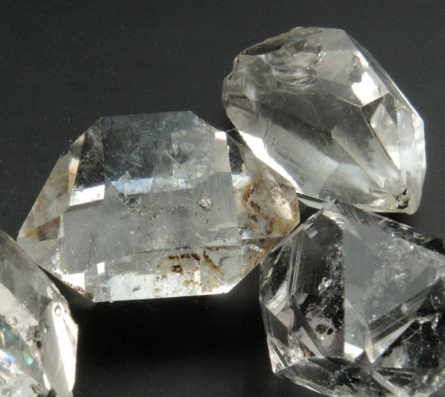Quartz var. Herkimer Diamonds (collection of 5 crystals, 10-12 mm) from Hickory Hill Diamond Diggings, Fonda, Montgomery County, New York