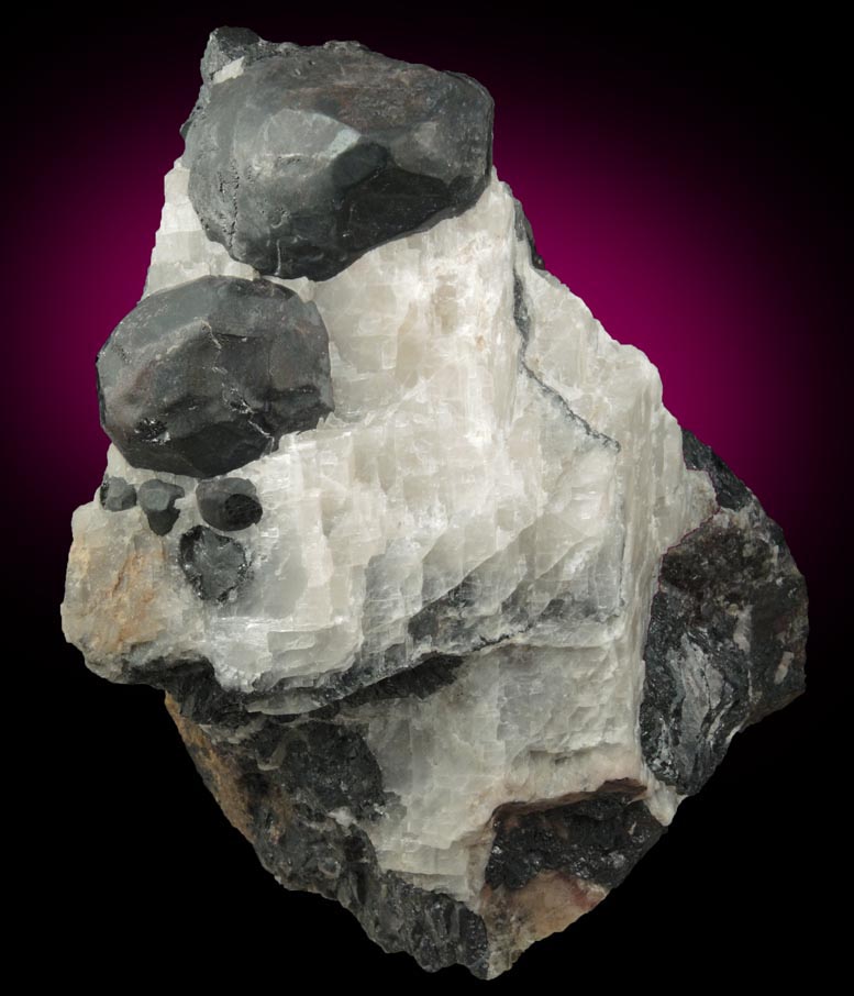 Franklinite complex crystals in Calcite from Franklin District, Sussex County, New Jersey (Type Locality for Franklinite)