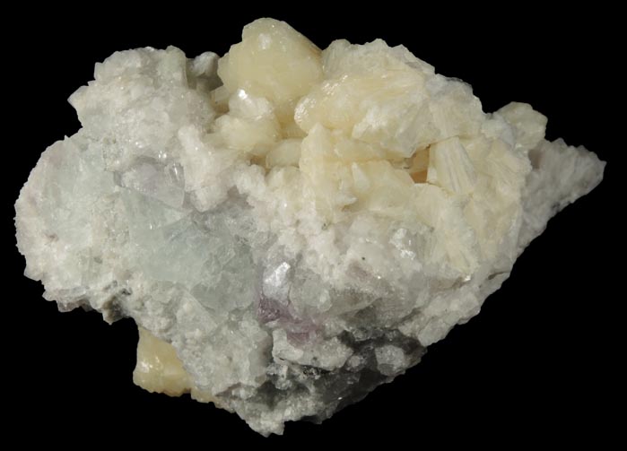 Stilbite on Quartz over Fluorite from Thomaston Dam Railroad Cut, Thomaston, Litchfield County, Connecticut