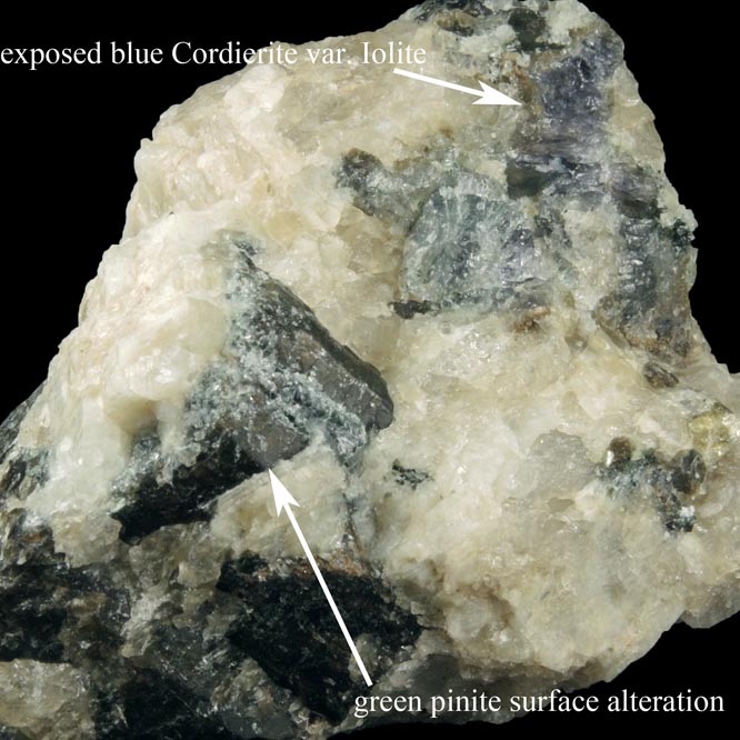 Cordierite var. Iolite from Route 9 road cut at Beaver Meadow Road, Haddam, Middlesex County, Connecticut