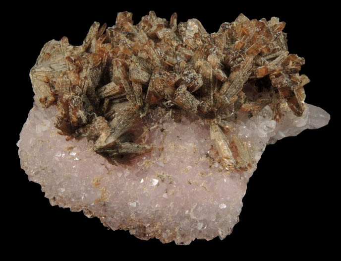 Eosphorite on Rose Quartz Crystals from Lavra da Ilha, Taquaral, Jequitinhonha River, Minas Gerais, Brazil