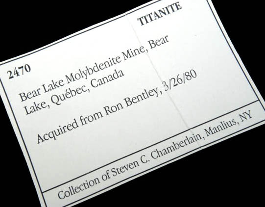 Titanite from Bear Lake Molybdenite Mine, Bear Lake, Litchfield, Qubec, Canada