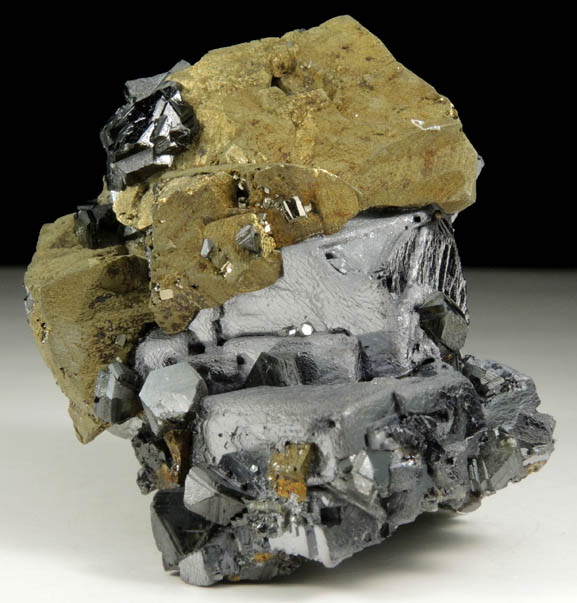 Sphalerite on Chalcopyrite over Galena from Angel Yanakiev Mine, Madan District, Rhodope Mountains, Bulgaria