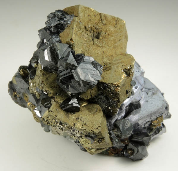 Sphalerite on Chalcopyrite over Galena from Angel Yanakiev Mine, Madan District, Rhodope Mountains, Bulgaria