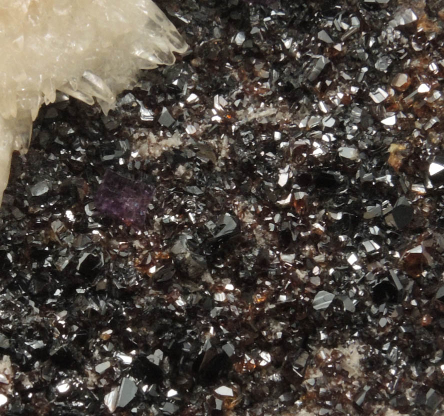 Calcite on Sphalerite with minor Fluorite from Cave-in-Rock District, Hardin County, Illinois