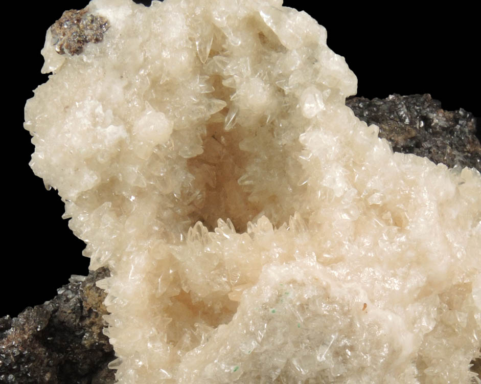 Calcite on Sphalerite with minor Fluorite from Cave-in-Rock District, Hardin County, Illinois