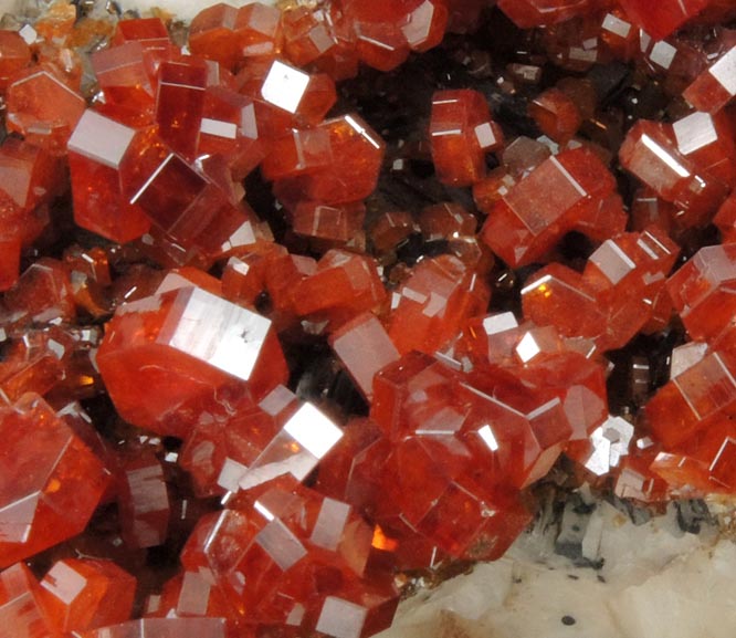 Vanadinite on Barite from Mibladen, Haute Moulouya Basin, Zeida-Aouli-Mibladen belt, Midelt Province, Morocco