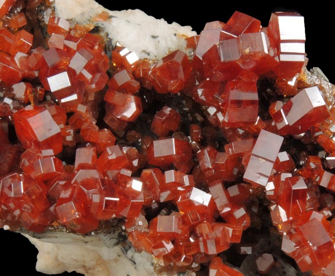 Vanadinite on Barite from Mibladen, Haute Moulouya Basin, Zeida-Aouli-Mibladen belt, Midelt Province, Morocco