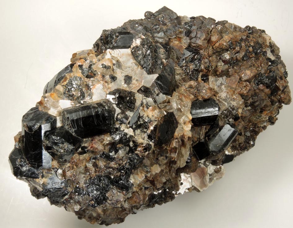 Schorl Tourmaline with Almandine Garnet from ledge above the Harvard Quarry, Noyes Mountain, Greenwood, Oxford County, Maine