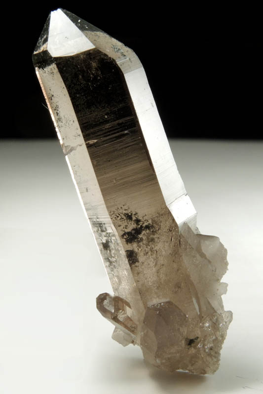 Quartz var. Smoky Quartz (Dauphin-law twin) with Chlorite from Binntal, Valais, Switzerland