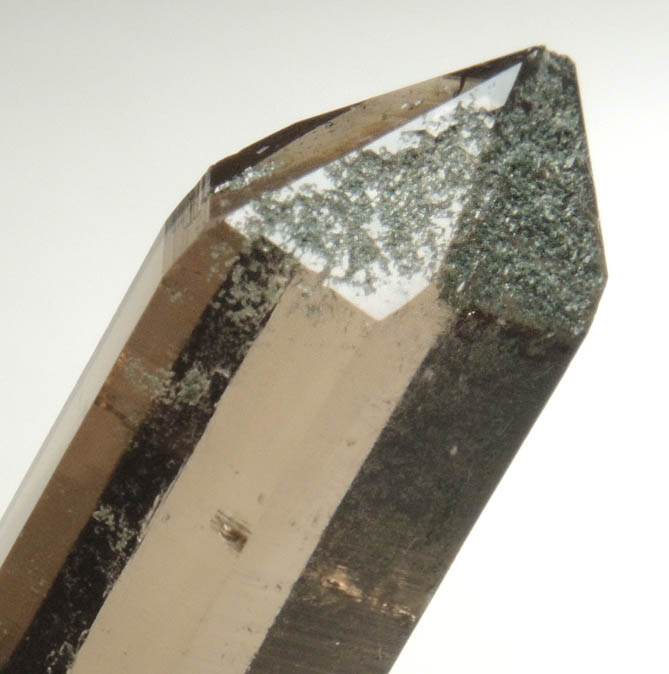 Quartz var. Smoky Quartz (Dauphin-law twin) with Chlorite from Binntal, Valais, Switzerland