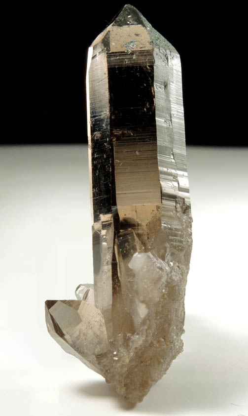 Quartz var. Smoky Quartz (Dauphin-law twin) with Chlorite from Binntal, Valais, Switzerland