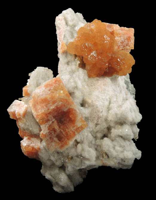 Chabazite and Stellerite with Calcite from Sokolovskiy Mine, Rudnyy, Kustanay Oblast, Kazakhstan