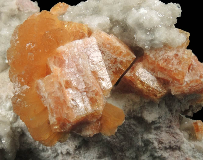 Chabazite and Stellerite with Calcite from Sokolovskiy Mine, Rudnyy, Kustanay Oblast, Kazakhstan