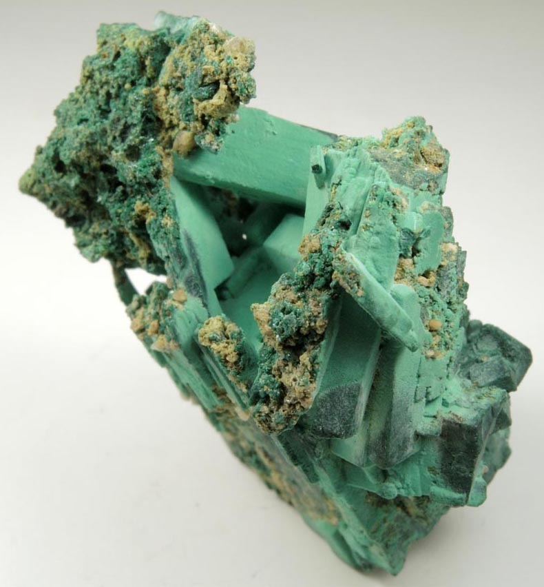 Malachite pseudomorphs after Azurite from 1st Oxide Zone, Upper Level, Tsumeb Mine, Otavi-Bergland District, Oshikoto, Namibia