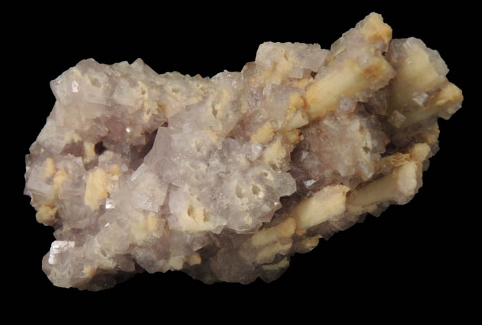 Barite epimorphs after Laumontite with Fluorite from Buck Mine, Cripple Creek Mining District, Teller County, Colorado