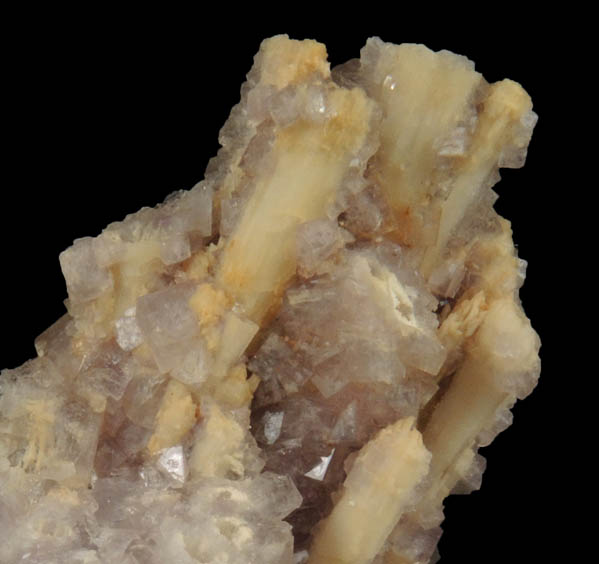 Barite epimorphs after Laumontite with Fluorite from Buck Mine, Cripple Creek Mining District, Teller County, Colorado