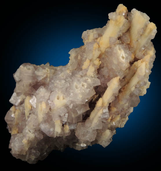 Barite epimorphs after Laumontite with Fluorite from Buck Mine, Cripple Creek Mining District, Teller County, Colorado