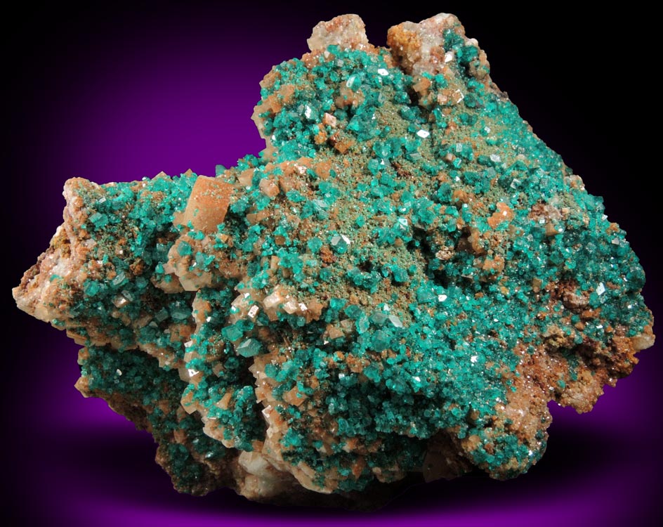 Dioptase and Calcite from Tsumeb Mine, Otavi-Bergland District, Oshikoto, Namibia