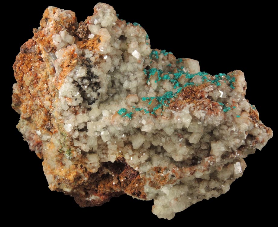 Dioptase and Calcite from Tsumeb Mine, Otavi-Bergland District, Oshikoto, Namibia