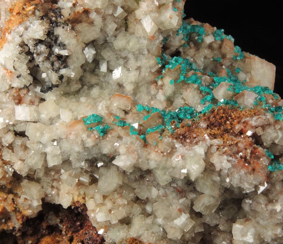 Dioptase and Calcite from Tsumeb Mine, Otavi-Bergland District, Oshikoto, Namibia