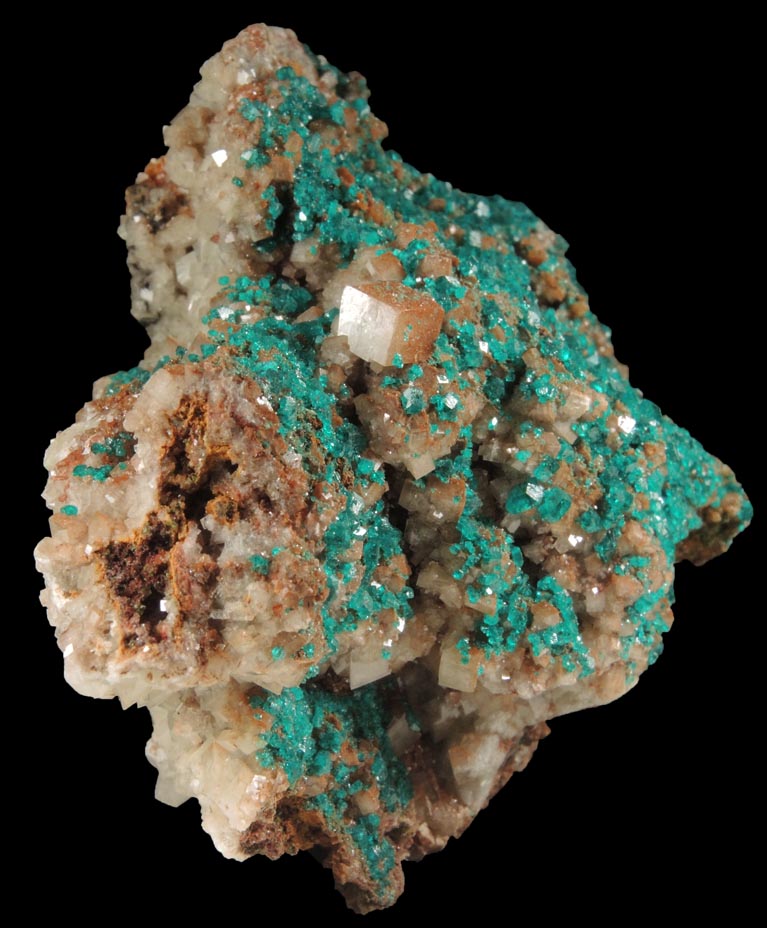 Dioptase and Calcite from Tsumeb Mine, Otavi-Bergland District, Oshikoto, Namibia