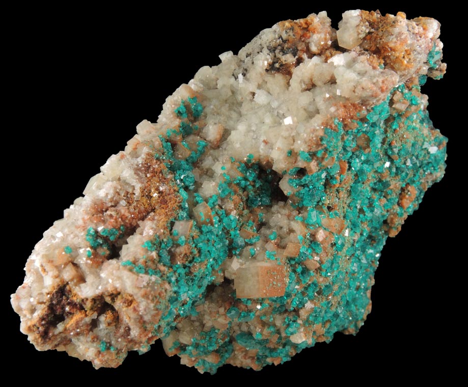 Dioptase and Calcite from Tsumeb Mine, Otavi-Bergland District, Oshikoto, Namibia