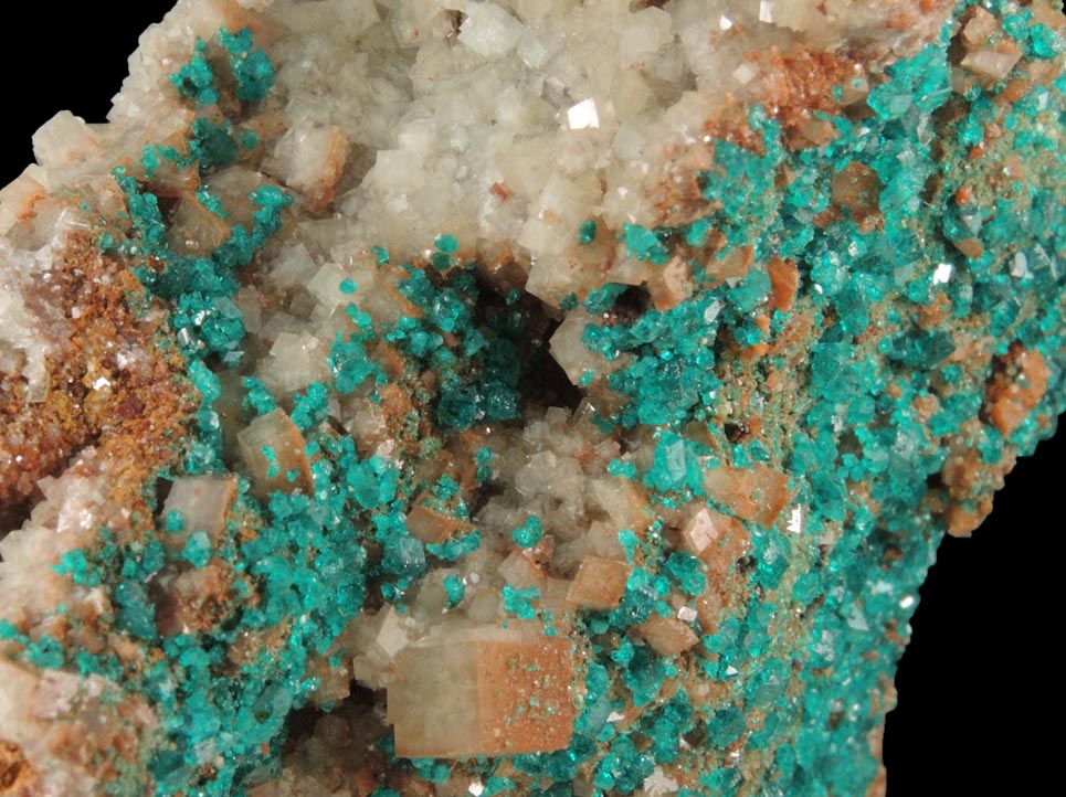 Dioptase and Calcite from Tsumeb Mine, Otavi-Bergland District, Oshikoto, Namibia