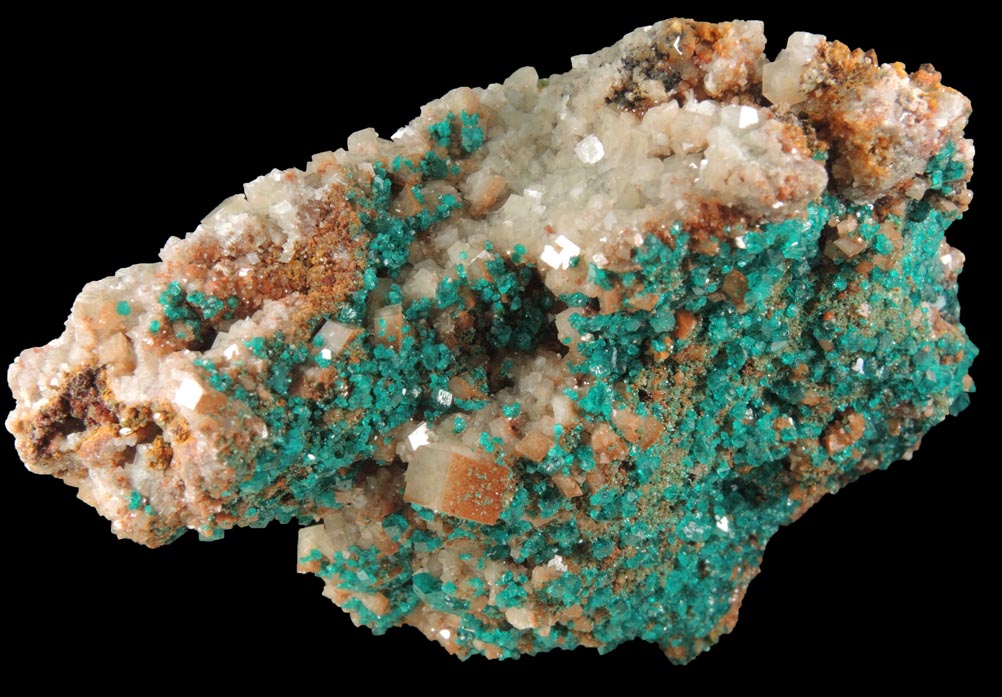 Dioptase and Calcite from Tsumeb Mine, Otavi-Bergland District, Oshikoto, Namibia