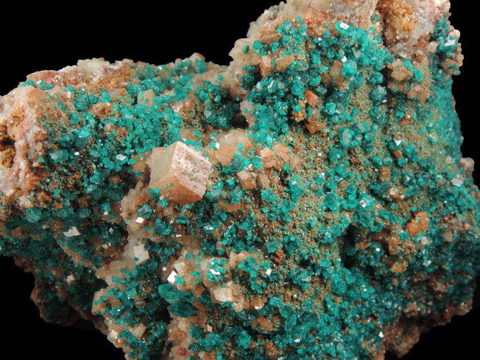 Dioptase and Calcite from Tsumeb Mine, Otavi-Bergland District, Oshikoto, Namibia