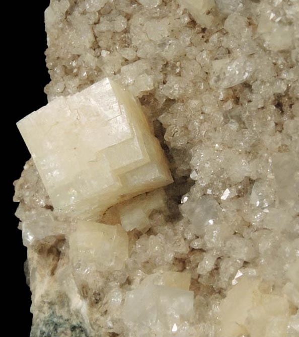 Chabazite on Quartz from Upper New Street Quarry, Paterson, Passaic County, New Jersey