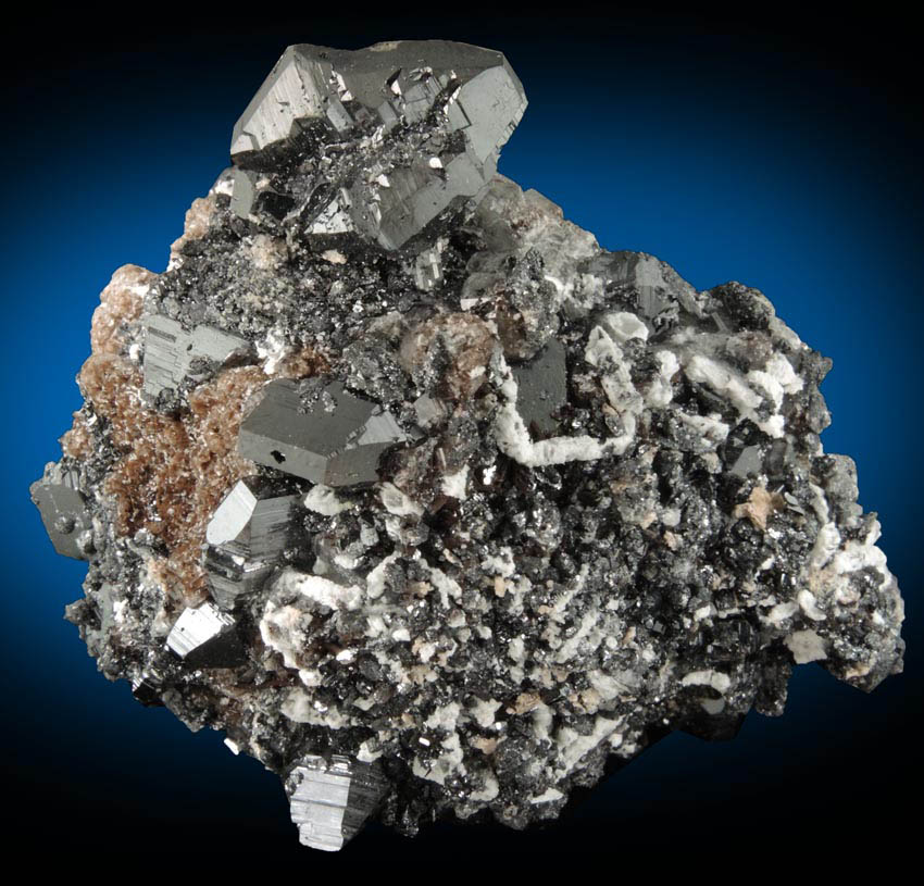 Braunite-II and Calcite from N'Chwaning II Mine, Kalahari Manganese Field, Northern Cape Province, South Africa
