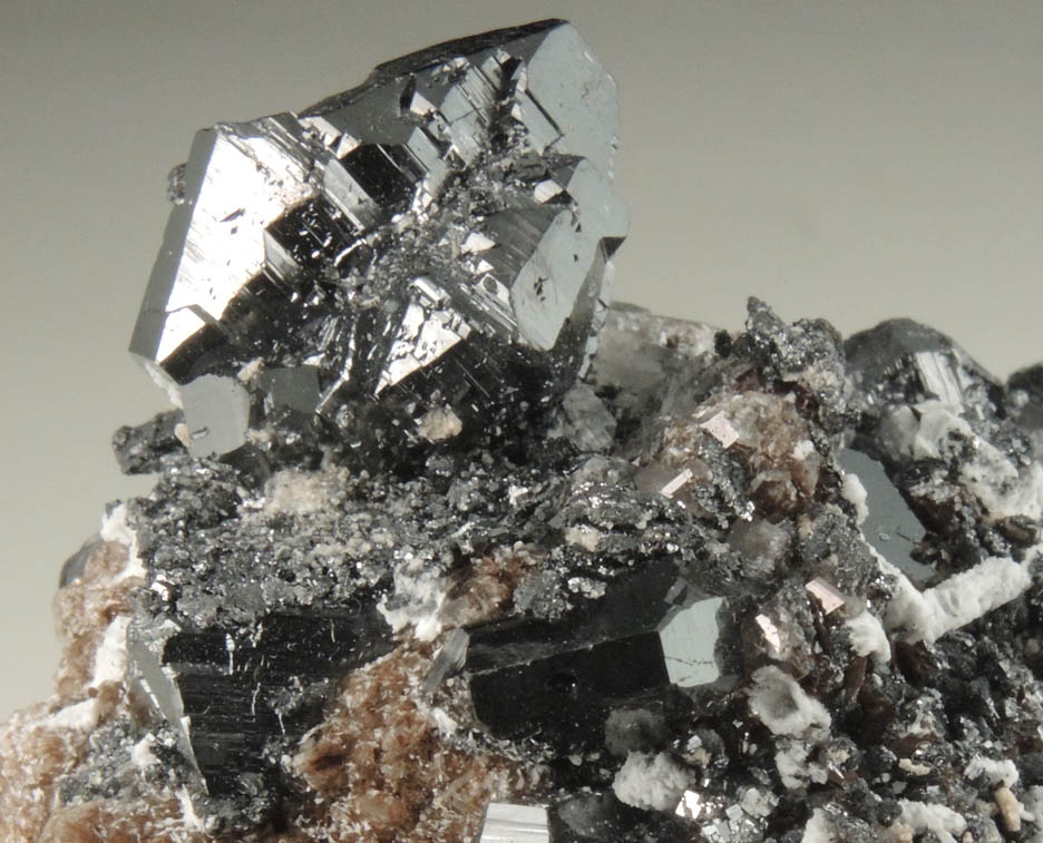 Braunite-II and Calcite from N'Chwaning II Mine, Kalahari Manganese Field, Northern Cape Province, South Africa