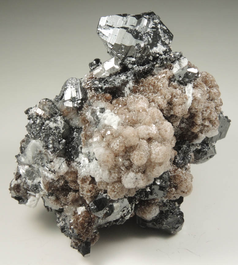 Braunite-II and Calcite from N'Chwaning II Mine, Kalahari Manganese Field, Northern Cape Province, South Africa