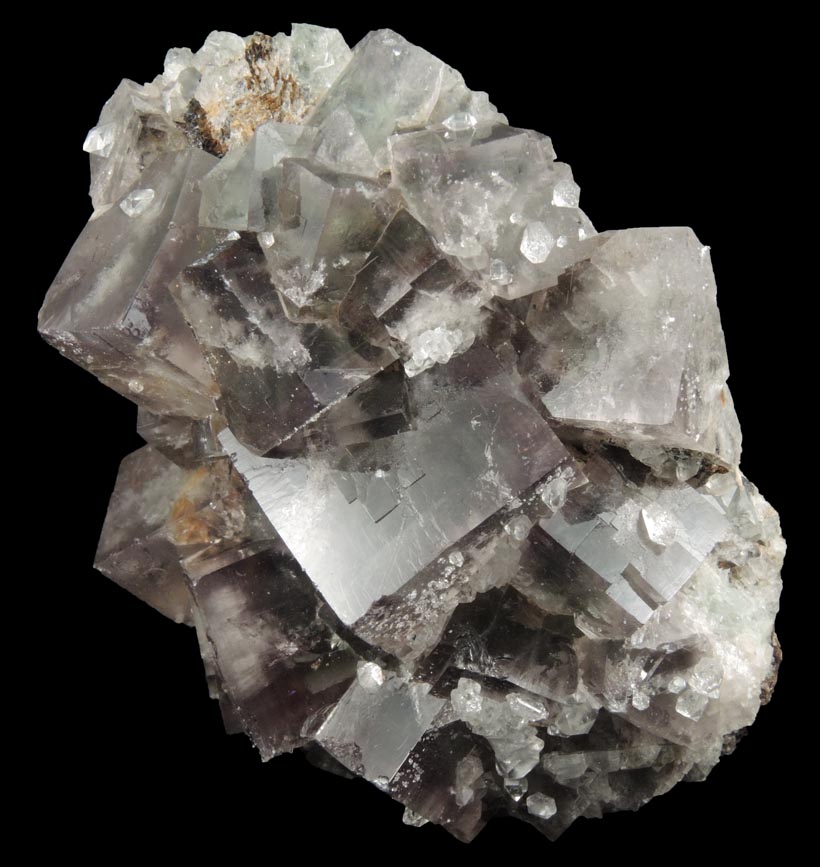 Fluorite (zoned crystals) with Quartz from Boltsburn West Level, south side of Rookhopeburn, 100 meters NW of Boltsburn mine shaft, County Durham, England