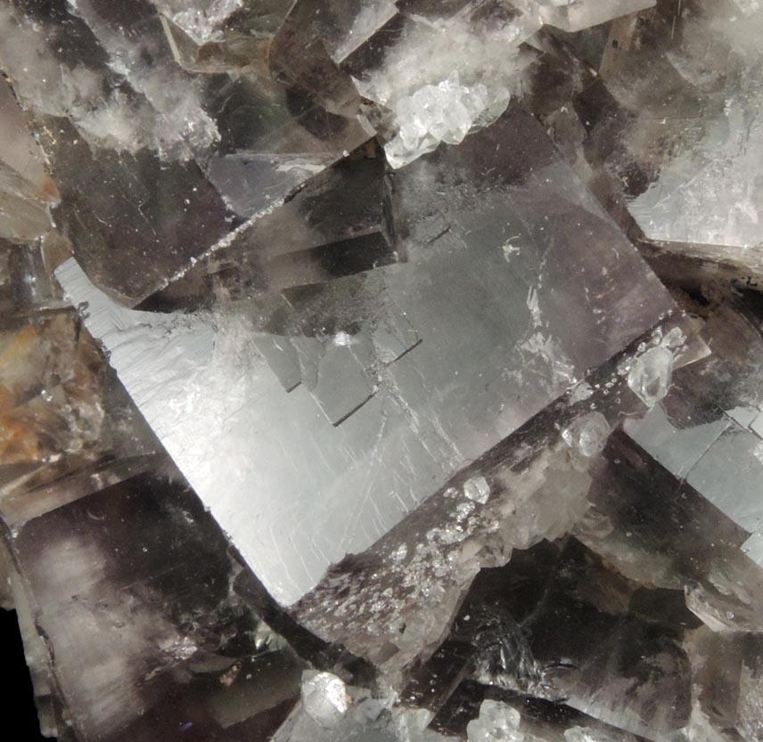 Fluorite (zoned crystals) with Quartz from Boltsburn West Level, south side of Rookhopeburn, 100 meters NW of Boltsburn mine shaft, County Durham, England