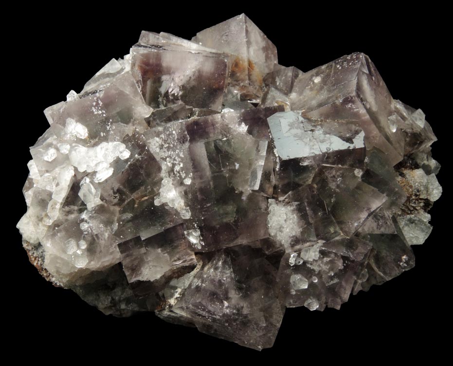 Fluorite (zoned crystals) with Quartz from Boltsburn West Level, south side of Rookhopeburn, 100 meters NW of Boltsburn mine shaft, County Durham, England