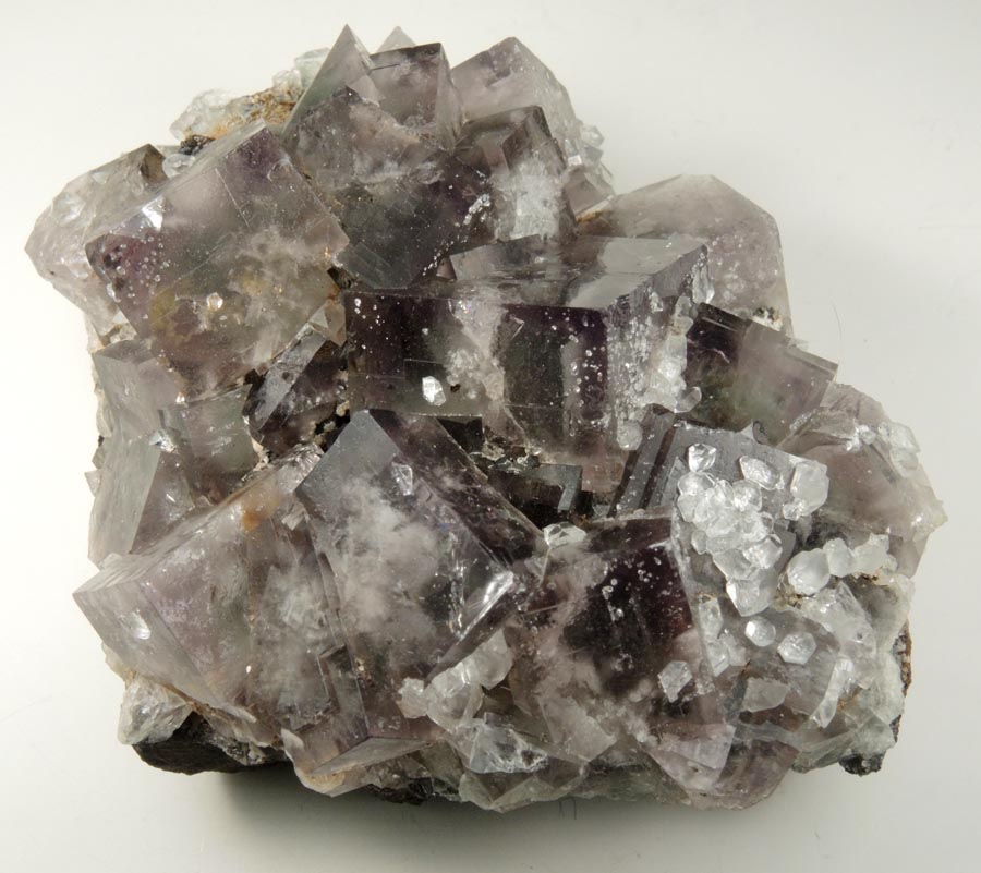 Fluorite (zoned crystals) with Quartz from Boltsburn West Level, south side of Rookhopeburn, 100 meters NW of Boltsburn mine shaft, County Durham, England