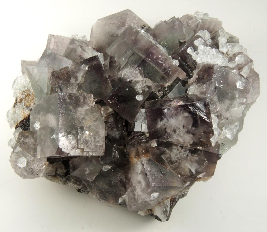 Fluorite (zoned crystals) with Quartz from Boltsburn West Level, south side of Rookhopeburn, 100 meters NW of Boltsburn mine shaft, County Durham, England