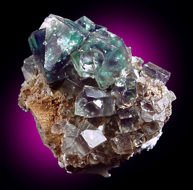 Fluorite twins on matrix from Blue Circle Quarry, Weardale, County Durham, England