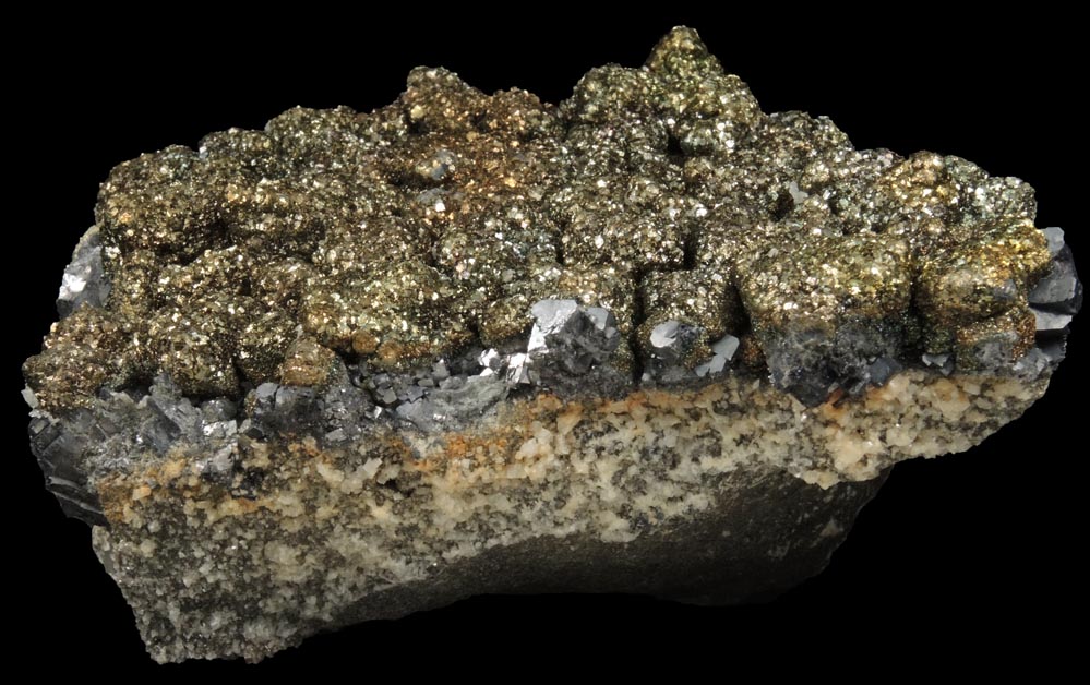 Pyrite over Galena from Buick Mine, Bixby, Viburnum Trend, Iron County, Missouri