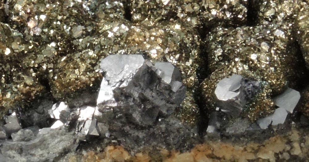 Pyrite over Galena from Buick Mine, Bixby, Viburnum Trend, Iron County, Missouri