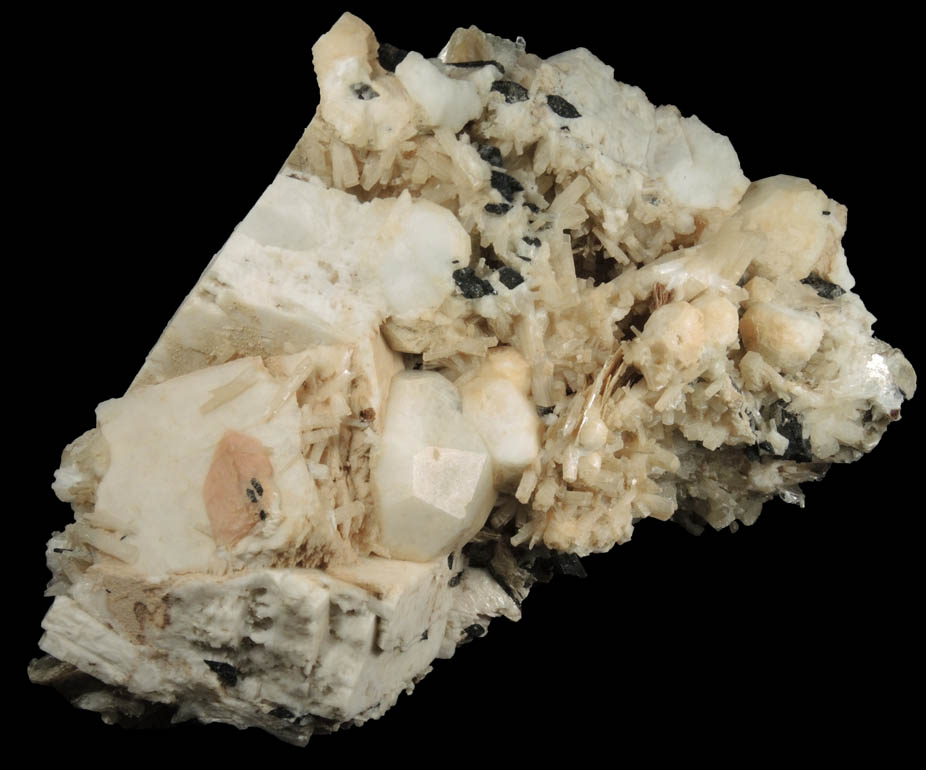 Analcime, Natrolite, Aegirine, Serandite, Microcline Rhodochrosite, Polylithionite from Poudrette Quarry, Mont Saint-Hilaire, Qubec, Canada