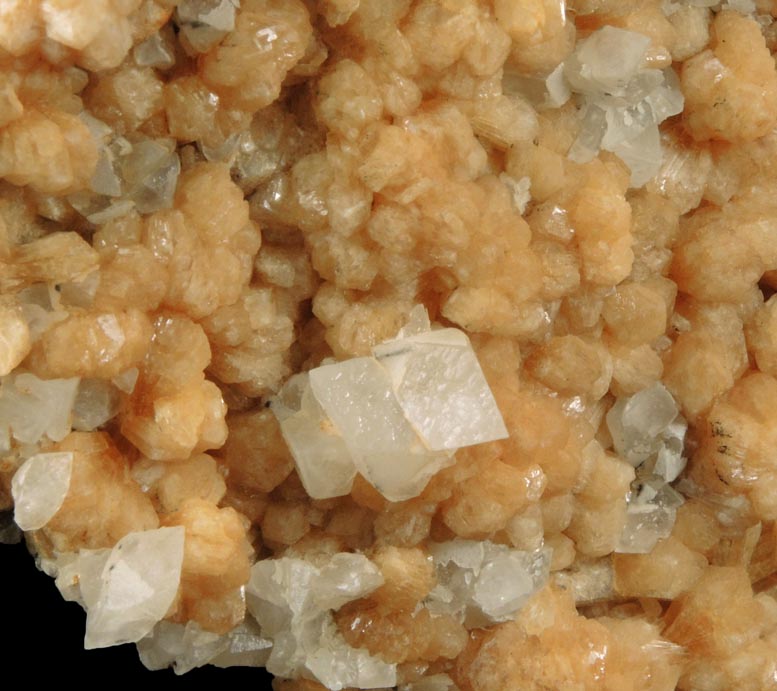 Stilbite with Calcite from Moore's Station Quarry, 44 km northeast of Philadelphia, Mercer County, New Jersey